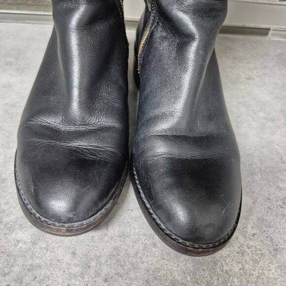 7 Michael Kors Hamilton Black Leather Riding Boots - Picture 3 of 13